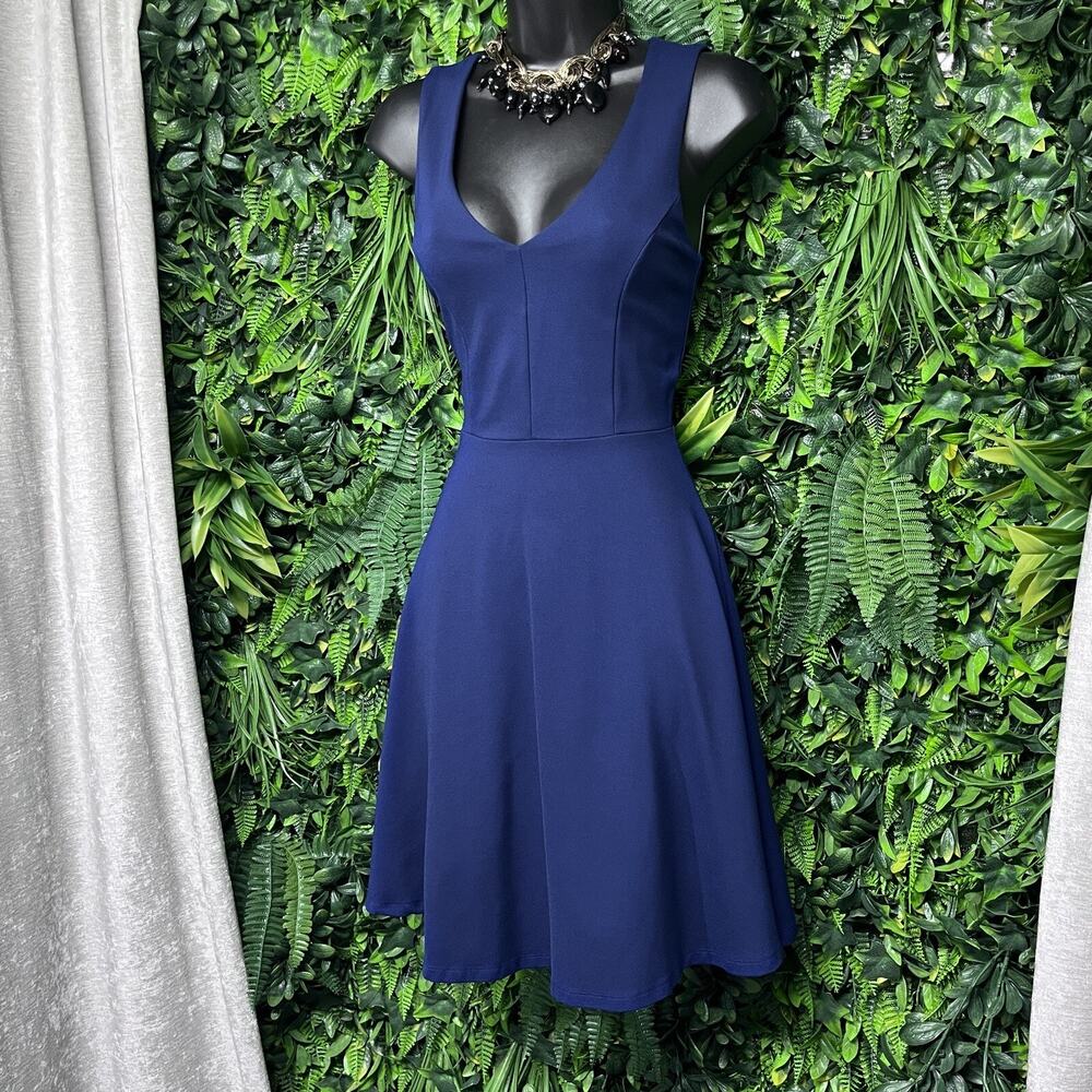 LULUS Dress XS Blue Sleeveless Fit Flare Cocktail As Swoon As Possible 2609